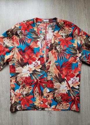 Пиджак ретро, винтаж, натуральный, яркой расцветки, 14 р-ру.4 фото