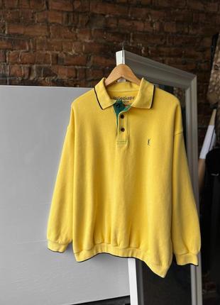 Yves saint laurent ysl men’s vintage premium yellow long sleeve sweater collared neck вінтажна, преміальна кофта, светр