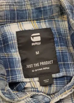 Трендова чоловіча фланелева сорочка в клітинку g star raw london blue flannel faded shirt8 фото