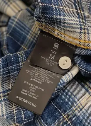 Трендова чоловіча фланелева сорочка в клітинку g star raw london blue flannel faded shirt9 фото