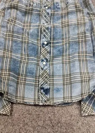 Трендова чоловіча фланелева сорочка в клітинку g star raw tacoma blue flannel faded shirt4 фото