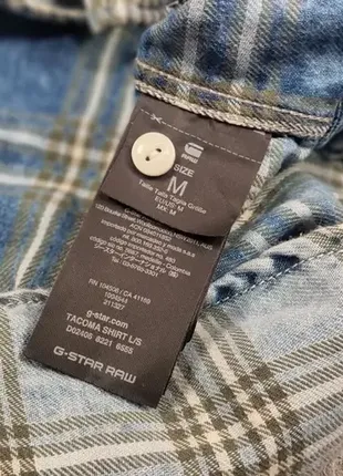 Трендова чоловіча фланелева сорочка в клітинку g star raw tacoma blue flannel faded shirt9 фото