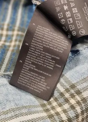 Трендова чоловіча фланелева сорочка в клітинку g star raw tacoma blue flannel faded shirt10 фото