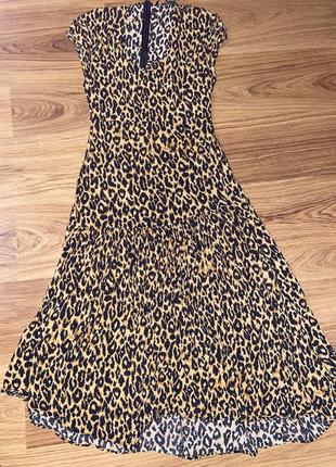 Леопардова сукня міді плаття з віскози пишна сукня zara платье свободного кроя леопардовое платье миди платье с вискозы3 фото