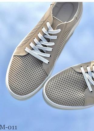 Слипоны / кеды натур кожа перфорация слон кость под заказ 36-44р все цвета