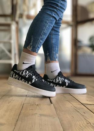 Женские кроссовки nike air force 1 x dior black