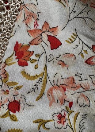 Блуза с кружевной вставкой цветочным принтом и рукавами-фонариками shein8 фото