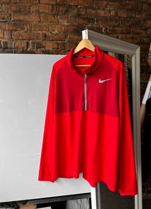 Nike men's red dri-fit half-zip running long sleeve top shirt reflective спортивна кофта