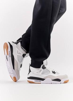 Мужские кроссовки в стиле nike air jordan 4 retro найк джордан / демисезонные / весенние, летние, осенние / обувь / кожа, нубук / белые, черные, серые2 фото