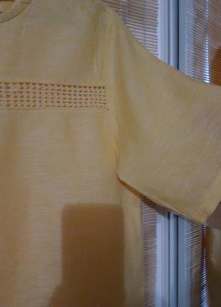 Льняная блуза с коротким рукавом3 фото