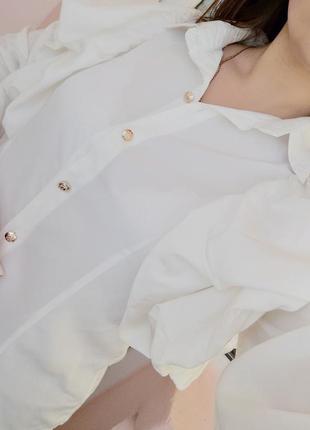 Блуза женская белая с пышными рукавами4 фото