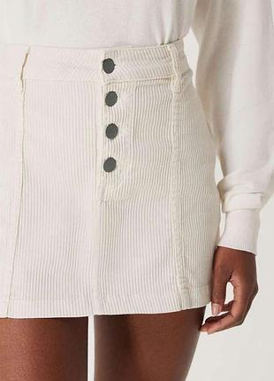 Вельветова спідниця міні молочна спідниця на ґудзиках pull&bear вельветовая юбка экрю юбка мини бархатная юбка