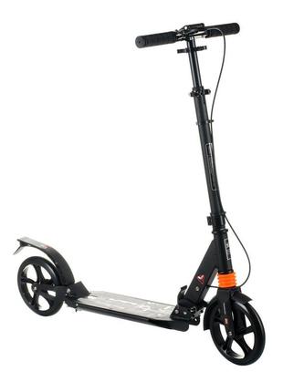 Самокат дитячий urban scooter колеса 200мм pu з ручним гальмом чорний 10+