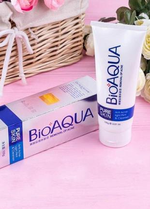 Очищающая пенка для умывания антибактериальная анти акне bioaqua pure skin