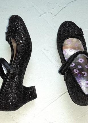 🎁1+1=3 новые черные блестящие туфли с бантиком lilley на девочку, размер 365 фото