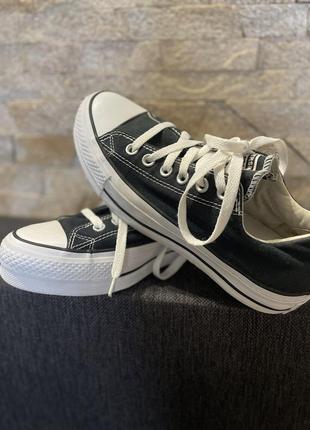 Кеди чорні жіночі  на підвищеній підошві converse оригінал5 фото