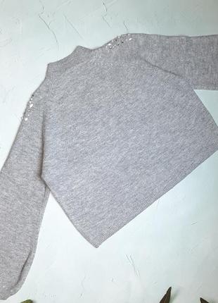 🎁1+1=3 стильный серый женский свитер со стразами george, размер 50 - 522 фото