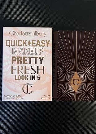 Набор для макияжа charlotte tilbury pretty fresh look in 5 хайлайтер помада тени...
