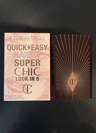 Набор для макияжа charlotte tilbury super chic look in 5 хайлайтер помада тени румяна quick easy4 фото