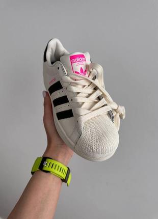 Кросівки adidas superstar cream / black / pink premium2 фото