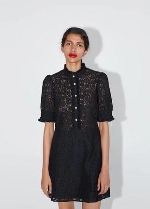 Сукня zara кружевна зі стразами