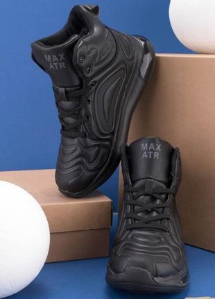 Стильные черные зимние мужские высокие кроссовки спортивные ботинки