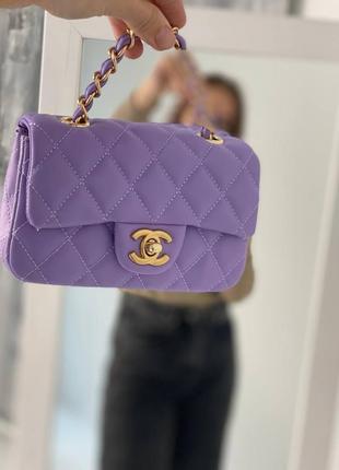 Жіноча сумка chanel mini violet6 фото