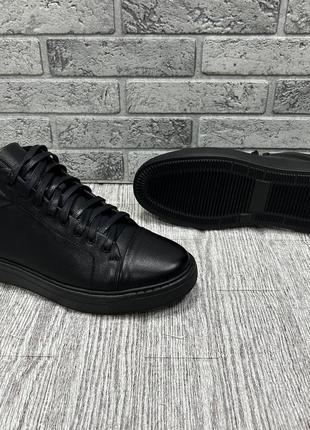 Демисезонные кожаные мужские черные ботинки от производителя detta6 фото