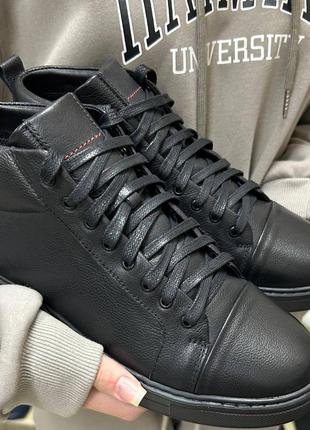 Демисезонные кожаные мужские черные ботинки от производителя detta2 фото