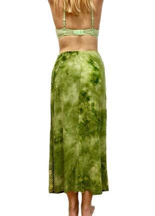 Винтажная длинная салатовая юбка макси с цветами y2k3 фото