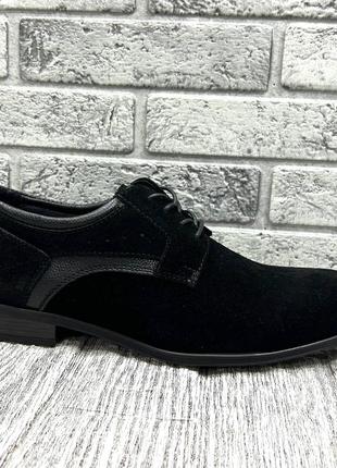 Мужские черные туфли из натуральной замши/кожи от производителя karat5 фото