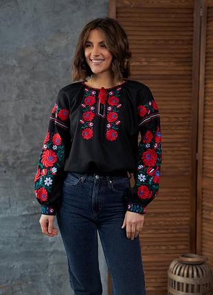 Вышиванка стильная женская рубашка вышитая женская с длинным рукавом