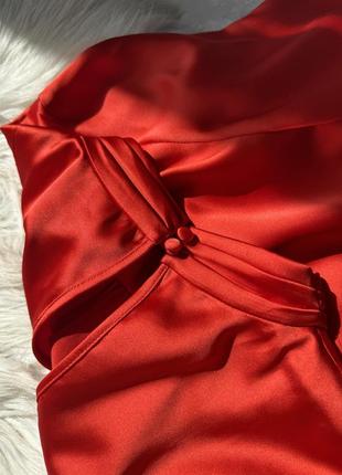 Сатиновая красная блуза8 фото