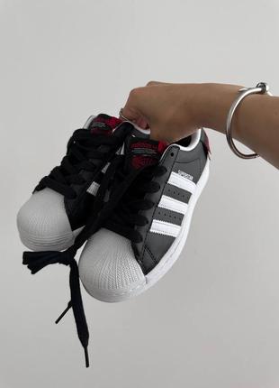 Adidas superstar  the originals black / white / red premium2 фото