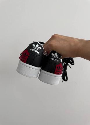Adidas superstar  the originals black / white / red premium6 фото