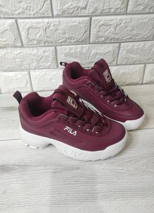 Кроссовки fila distribution/ фила бордовые  р.39-412 фото