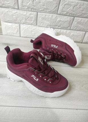 Кроссовки fila distribution/ фила бордовые  р.39-413 фото