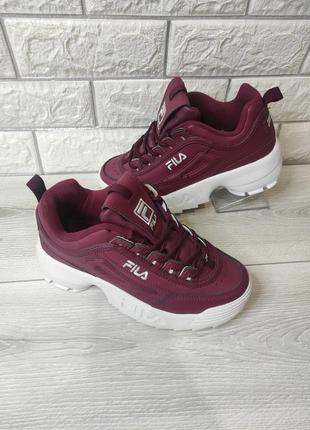 Кроссовки fila distribution/ фила бордовые  р.39-41