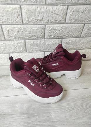 Кроссовки fila distribution/ фила бордовые  р.39-415 фото