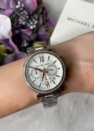 Часы michael kors "sofie" silver/rose gold8 фото