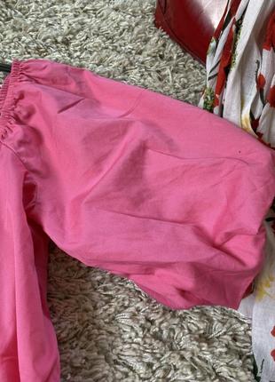 Базовое розовое хлопковое платье  с обьемными рукавами,next,p.s-m4 фото