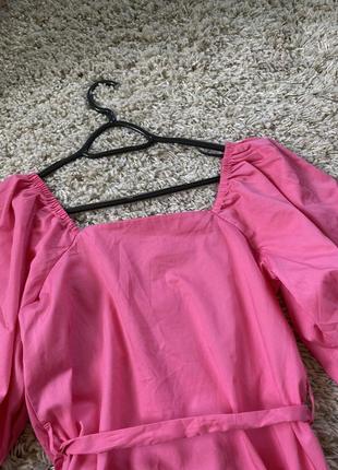 Базовое розовое хлопковое платье  с обьемными рукавами,next,p.s-m10 фото