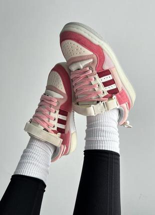 Кроссовки adidas forum x bad bunny "white pink"3 фото