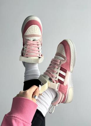 Кроссовки adidas forum x bad bunny "white pink"10 фото