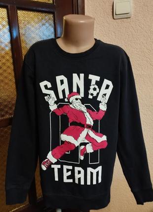 Реглан чорний теплий з сантою для хлопчика 11-12років,ріст 146-152см.