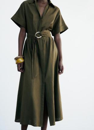Плаття-сорочка середньої довжини з льоном2 фото