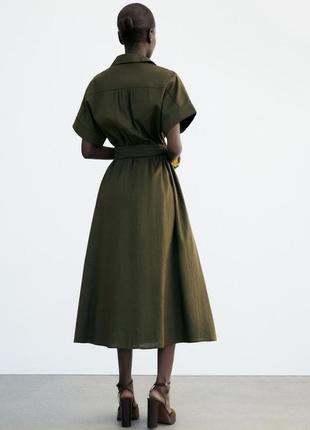 Плаття-сорочка середньої довжини з льоном4 фото
