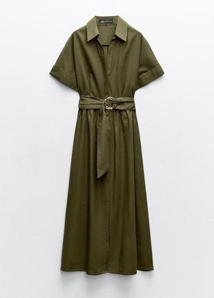 Плаття-сорочка середньої довжини з льоном5 фото