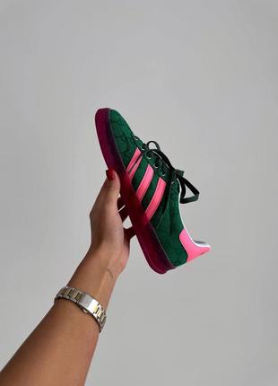 Круті кеди adidas gazelle green pink5 фото