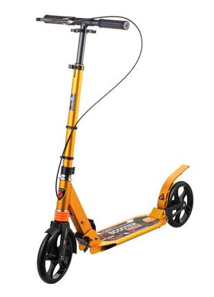 Самокат дитячий urban scooter колеса 200мм pu з дисковим гальмом жовтий 10+